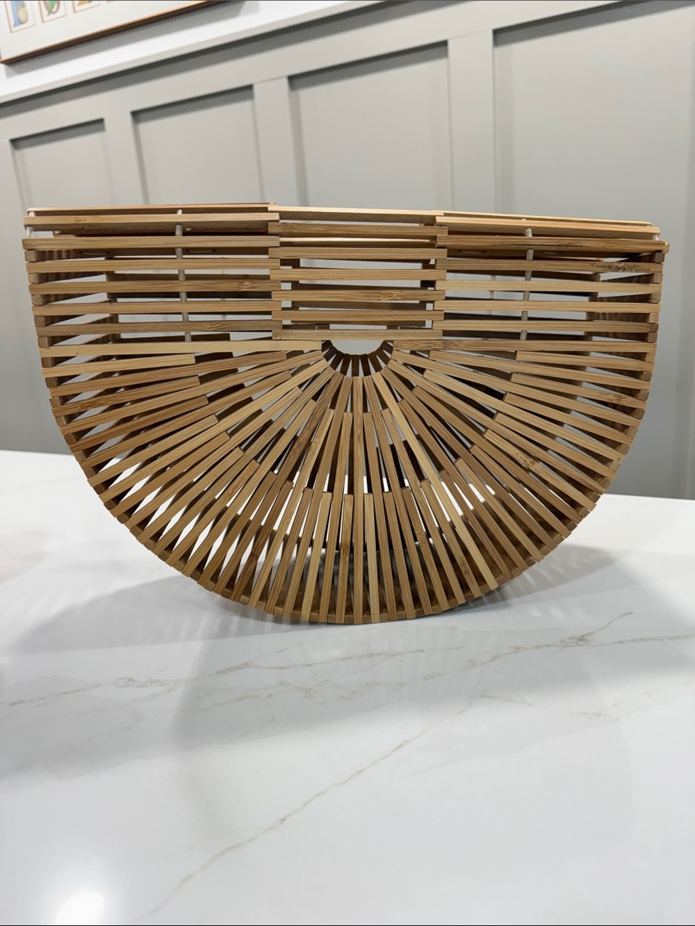 Cult Gaia Half-Moon Bamboo Slatted Bag in Natural